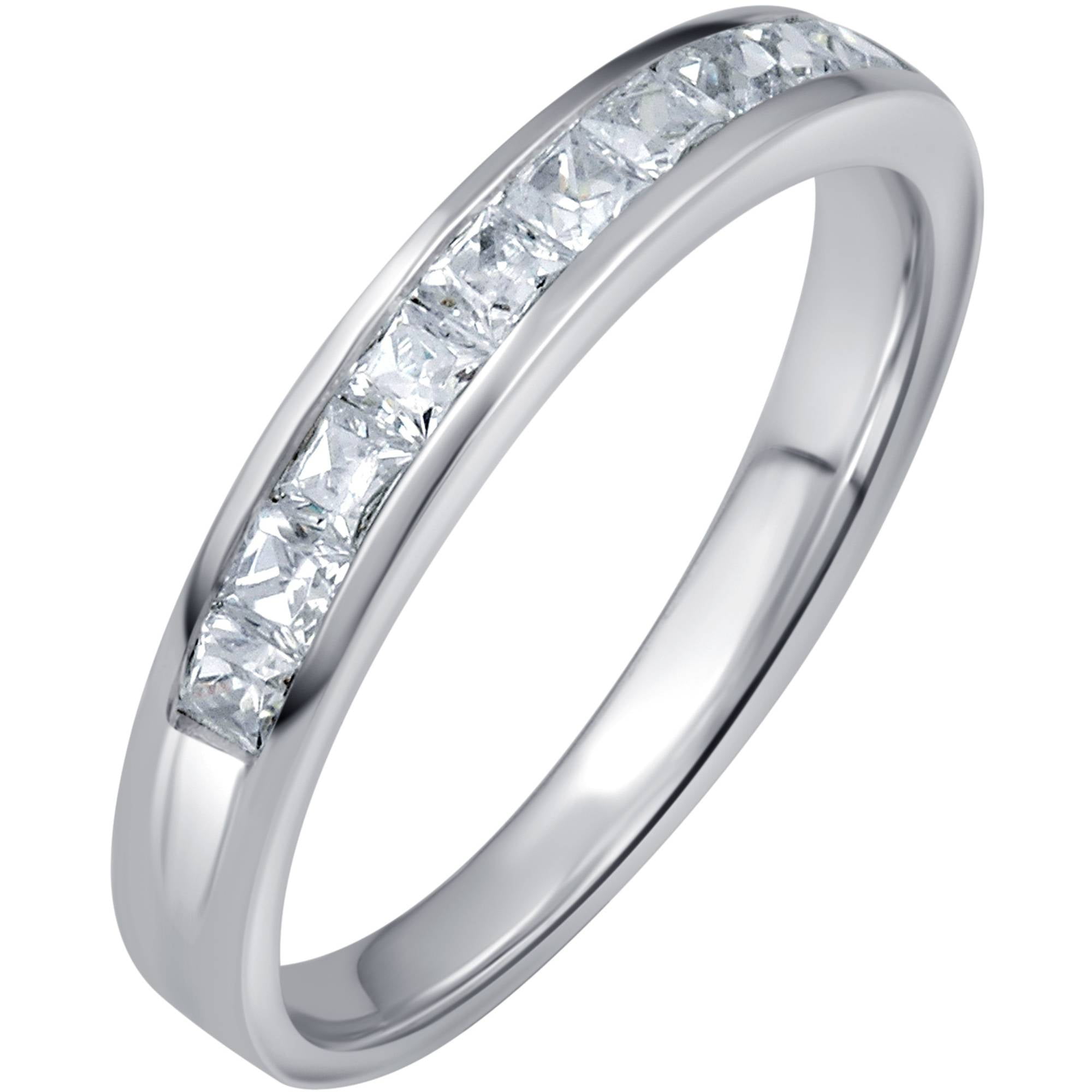 Arista 1/2 Ct White Diamond Princess-Cut Channel-Set Women's Band in 10K White Gold (I-J, I3)