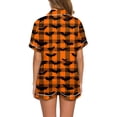 thumbnail image 4 of WTOBBY Ladies' Halloween Printed Pajama Set Loose Fit Casual Short Sleeve Top & Elastic Waist Shorts Two-Piece Sleepwear Comfortable Loungewear Home Outfit,Orange 3XL, 4 of 6