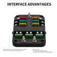 thumbnail image 4 of Mistaha 6-Way Independent Control Circuit Breaker Box with LED Indicators, 80A Rated Voltage, Stainless Steel & ABS Material, Blue/Red Lights, M5/M4 Threaded Studs, # 4-16 Wire Compatibility,, 4 of 6