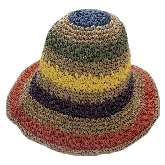 COMPUKAS Multi Hat 1Pcs 9.8x9.8in Beach Fishing Vacation Travel Camping Straw