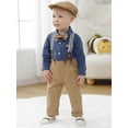 thumbnail image 5 of Baby Boy Clothes Outfit Formal Suits Newborn Print Romper Shirts Suspender Pants Hat Bowtie 4pcs, 5 of 21
