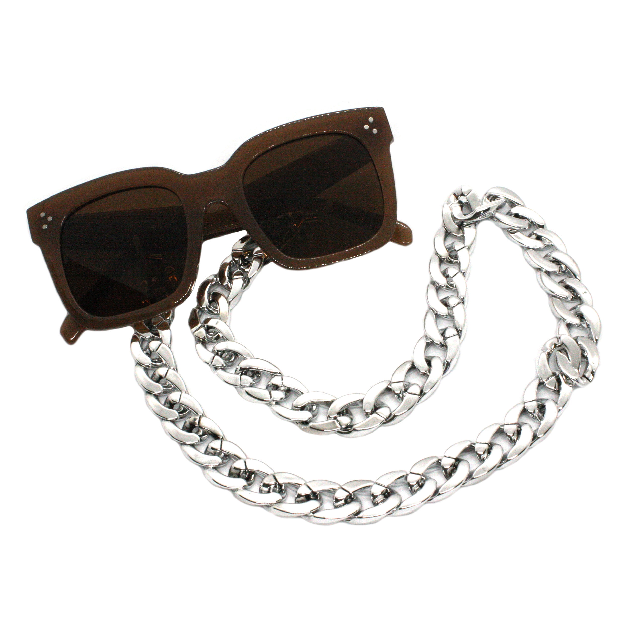 Sunglasses Neck Strap Thick Acrylic Chain Glasses Holder Cords Silver 