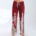 thumbnail image 4 of WTOBBY Women's Festive Halloween Print Drawstring Waist Casual Pants with Vibrant Designs, Comfortable Trousers Cut for Autumn Celebrations and Everyday Fun Wear,Wine XL, 4 of 6