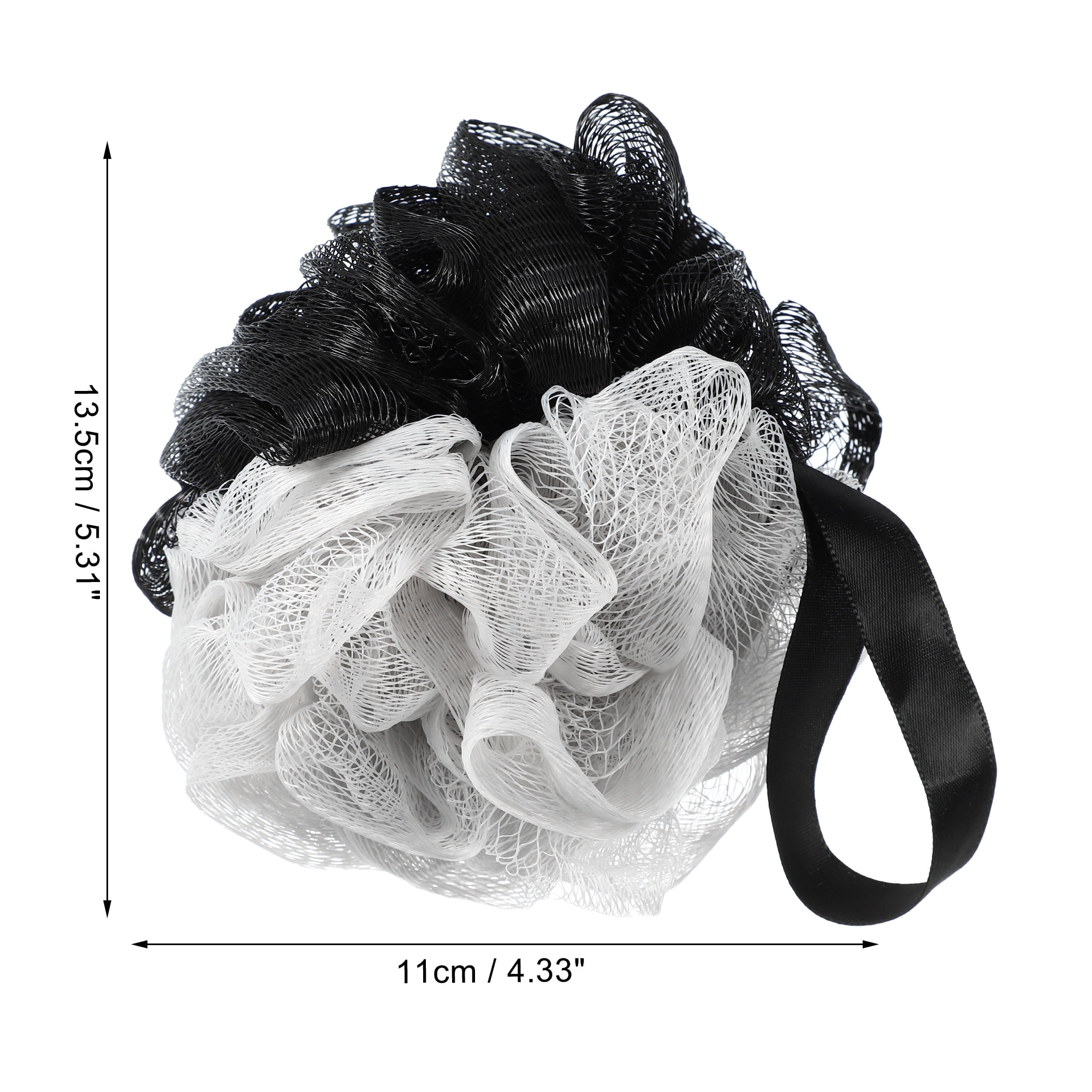 Unique Bargains Bath Shower Loofah Sponge Body Puffs 5.31"x4.33" Gray, Black