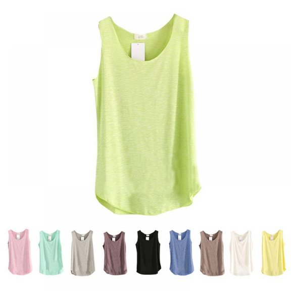 Summer Women Solid Loose Vest Sleeveless Cotton Tank Tops Basic Tee Blouse Cami Camisole Loose Fitting Vest
