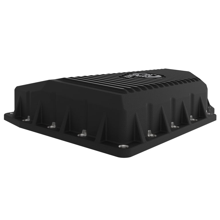 Cafe Power Pro Series Engine Oil Pan - Black With Machined Fins For Ford Super Duty Power Stroke