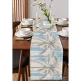 thumbnail image 4 of Blue Gray Palm Tree Table Runner Cotton Linen 120 Inch Holiday Dresser Scarves, Vintage Summer Botanical Tablerunner for Kitchen Coffee Dining Bedroom Home Living Room Dinner Scarf Décor 13''x120'', 4 of 9