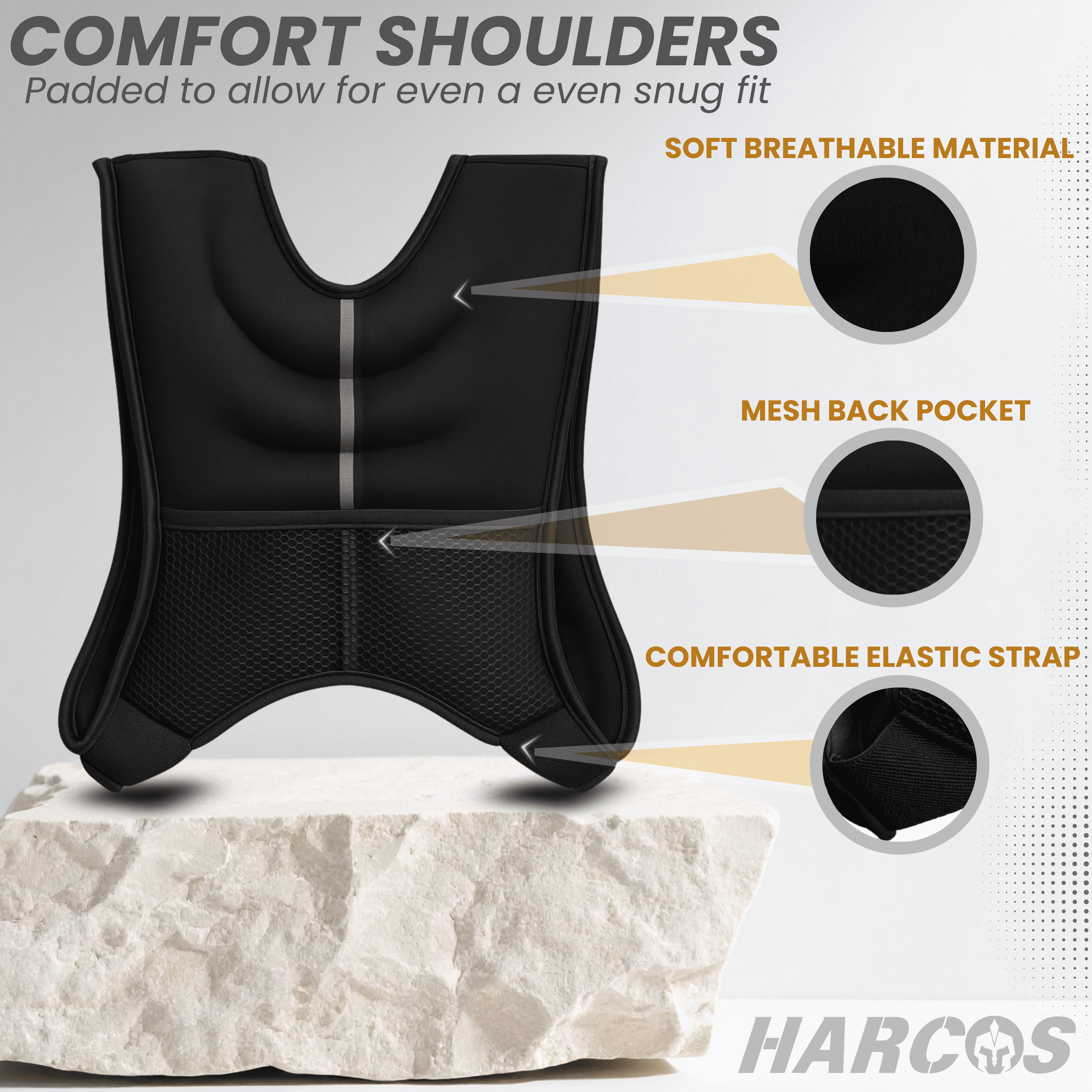 HARCOS Weighted Vest, 6lbs Weight Vest with Reflective Stripe for Workout, Strength Training, Running, Fitness, Muscle Building, Weight Loss, Weightlifting