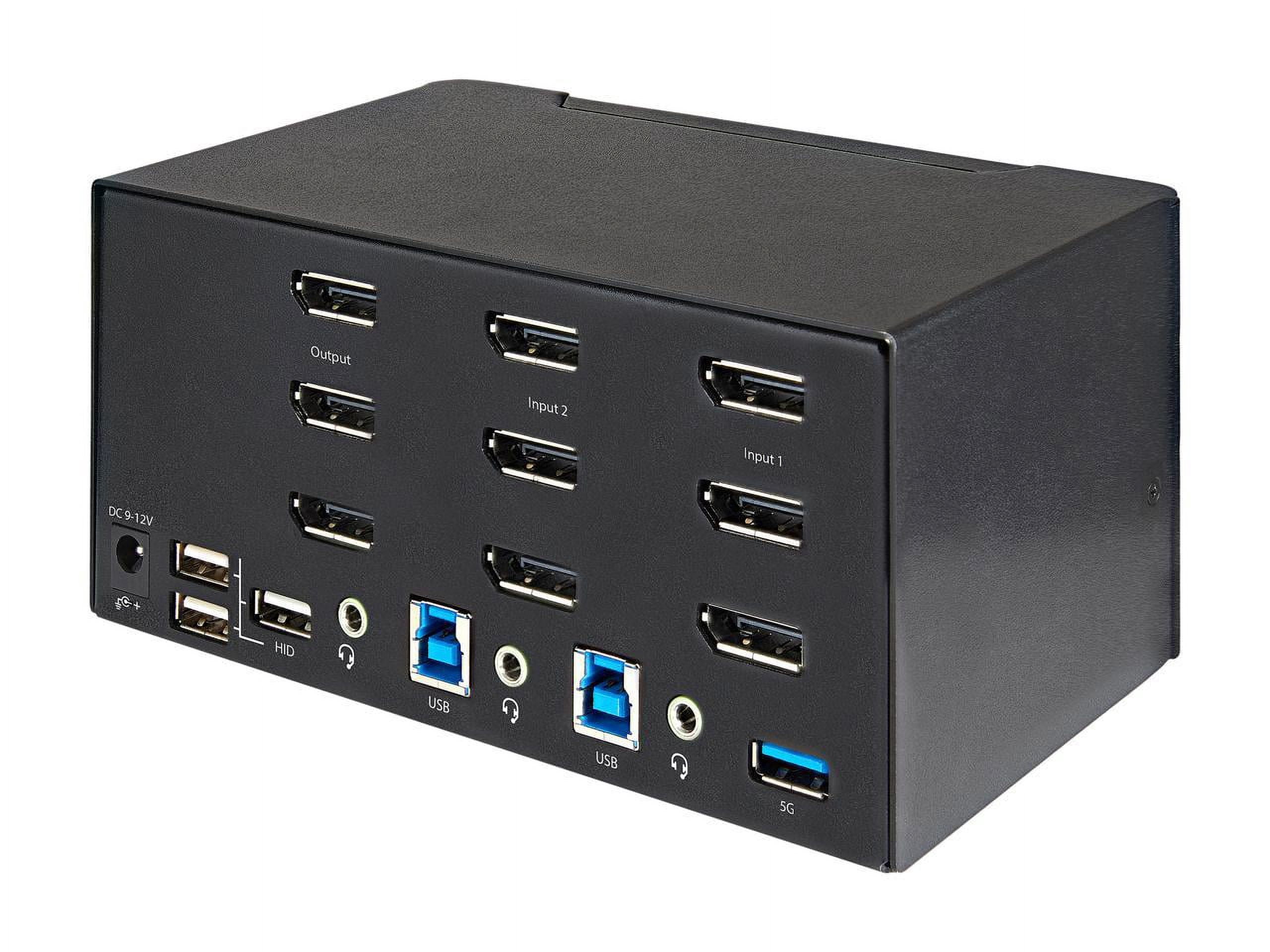 StarTech.com 2 Port Triple Monitor DisplayPort KVM Switch 4K 60Hz UHD HDR, DP 1.2 KVM Switch, 2-Pt USB 3.0 Hub, 4x USB HID, Audio, Hotkey