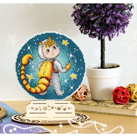 UPC: 4627167307825 | Cross Stitch Kit Zodiac Signs Scorpio SR-701 Needlework Blue Yellow Plastic By MP Studia