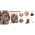 thumbnail image 4 of Women's Wool Blend Long Pea Coats Oversized Stand Collar Winter Overcoat with Belt, 4 of 7