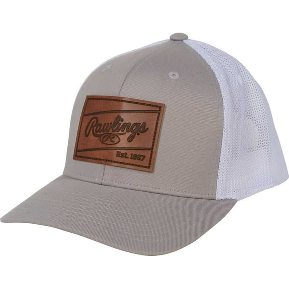 Rawlings Leather Patch Cap - Gray White