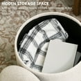 thumbnail image 4 of Storage Ottoman, Round Footstool with Cushioned Top, Cream White, 4 of 8