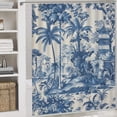 thumbnail image 5 of Shower Curtain Sets 4 Piece Bath Mat U-Shaped Floor Mat Toilet Lid Oval Rug Garden And Palm Tree Waterproof Shower Curtain Tropical Blue Palm Trees for Bathtub Decor, 5 of 8