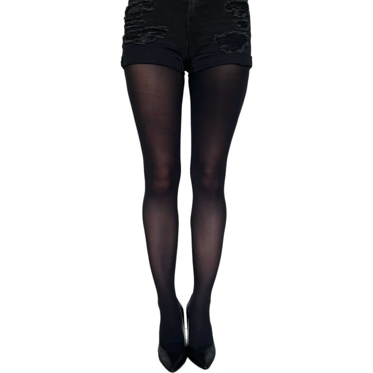 Walmart's Comfort Waistband Black Opaque Tights for Plus Size