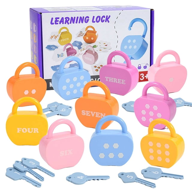 Early Learning Educational Toy Border Fine Motor Skills Trainer Alphabet & Number Matching Lock Game Baby Brain Development Puzzle Key Set