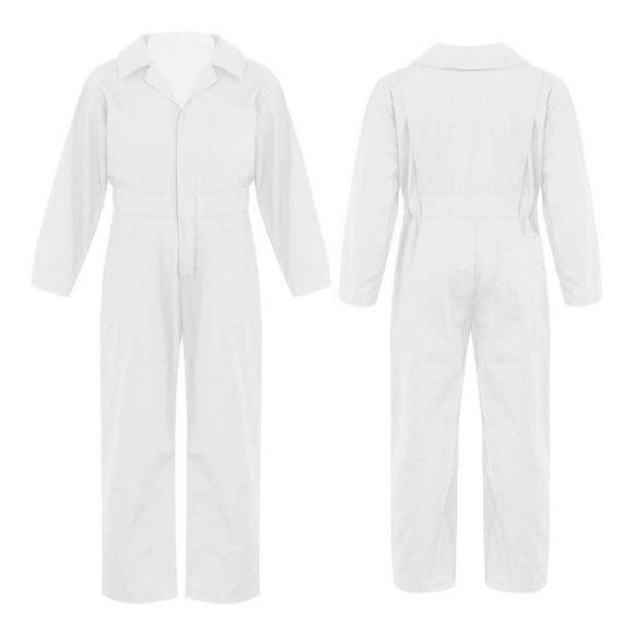 Doomiva Kids Coveralls Boys Girls Mechanic Jumpsuit Casual Overalls Boiler Suit Workwear All-in-One Ivory 16