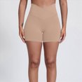 thumbnail image 2 of KPOPLK High Waisted Biker Shorts for Women - 8"/5"/3" Soft Black Spandex Shorts for Workout Volleyball Yoga Dance Shorts,Beige,Size L, 2 of 4