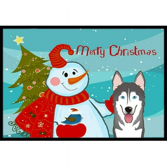 Carolines Treasures BB1838JMAT Snowman With Alaskan Malamute Indoor & Outdoor Mat- 24 x 36 in.