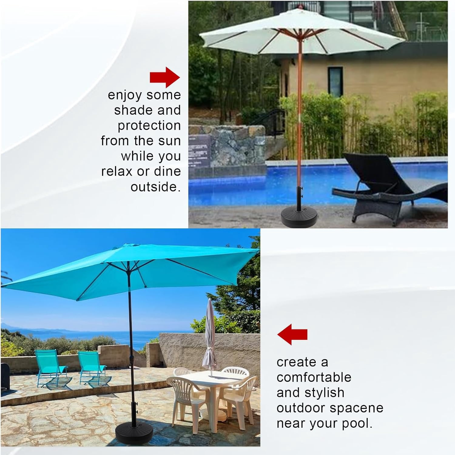 50Lbs Patio Umbrella Base, Outdoor Umbrella Stand Water Filled Stand, Market Patio Outdoor Heavy Duty Umbrella Holder (Black)