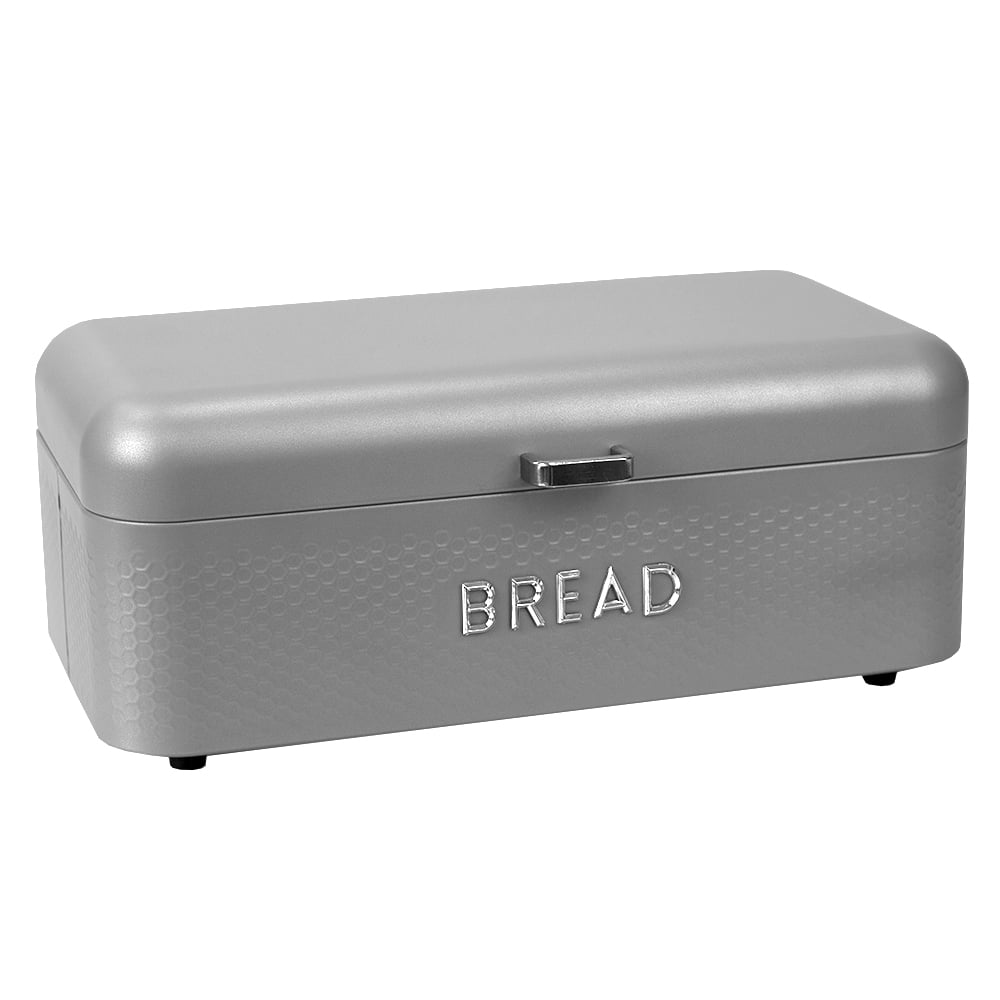 Home Basics Soho Bread Box, Matte Gray, 16.5x9x7 Inches