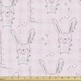 thumbnail image 1 of Animal Fabric by the Yard, Funny Garden Forest Rabbits and Hearts Doodle on Checkered Geometric Backdrop, Upholstery Fabric for Dining Chairs Home Decor Accents, Pale Pink by Ambesonne, 1 of 5