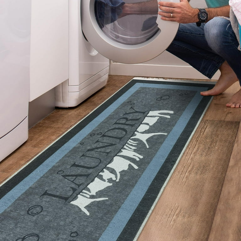 Black Laundry Room Runner Rug, 20x59