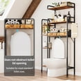 thumbnail image 2 of Over The Toilet Storage Shelf, 3-Tier Bathroom Organizers and Storage Cabinet, Bathroom Shelf with Hooks Bathroom Storage Rack - Over The Toilet Storage Cabinet with Adjustable Shelf 2 Baskets, Brown, 2 of 8