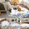thumbnail image 5 of Spring Hydrangeas Round Area Rug 7Ft Washable Circle Rugs for Dorm Laundry Room, Purple Floral Butterfly Leaves Non-Slip Carpet Floor Mats Indoor Outdoor Carpet Runner Aesthetic Home Decor, 5 of 8