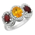 thumbnail image 1 of 10K White Gold Natural Citrine & Enhanced Ruby 3-Stone Ring Oval Diamond Accent, size 6, 1 of 2