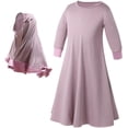 thumbnail image 5 of Abaya para niña, Hijab para niña, bufanda, vestido musulmán de dos piezas, ropa de oración de Ramadán, caftán árabe islámico, bata Khimar, 5 of 5