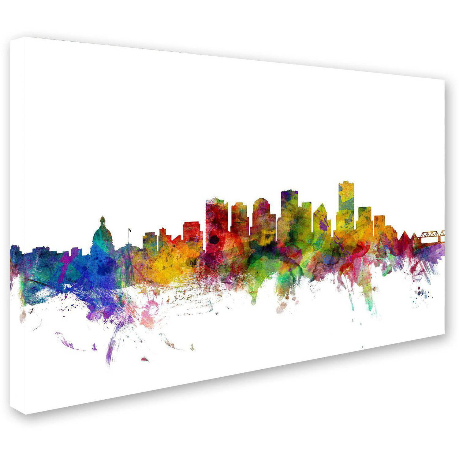 Trademark Fine Art "Edmonton Canada Skyline" Canvas Art by Michael Tompsett