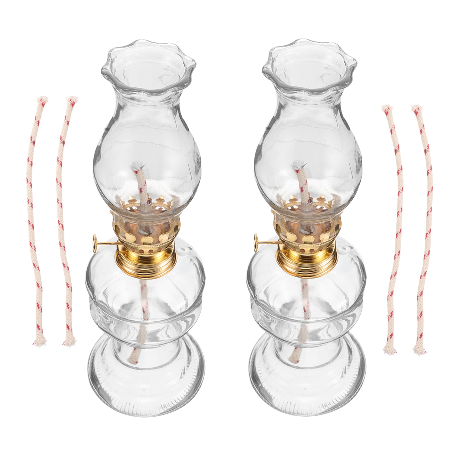 Nestingho 2 Sets of Glass Kerosene Oil Lamps Lanterns Vintage Oil Lamps Table Decors Chamber Lamps with Wicks