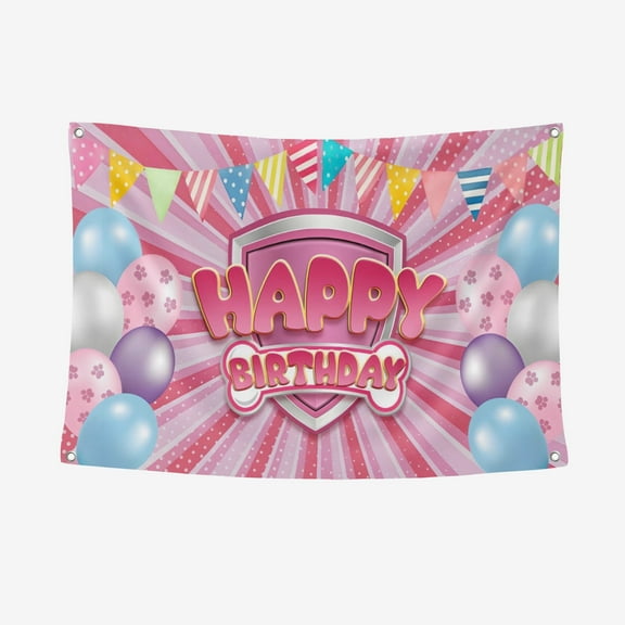 Cartoon Dog Paw Happy Birthday Party Banner Background Backdrop 3.28*4.92FT/100*150CM