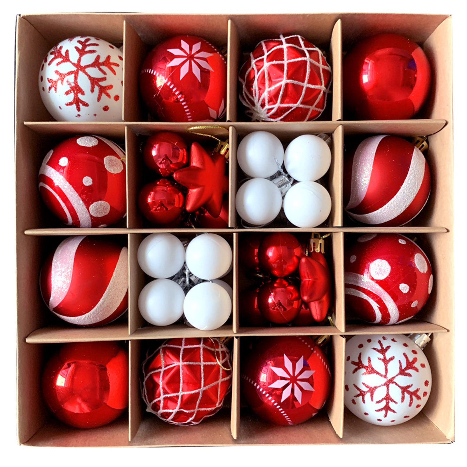 42ct Red Mini Christmas Balls Ornaments, Small Shatterproof Christmas