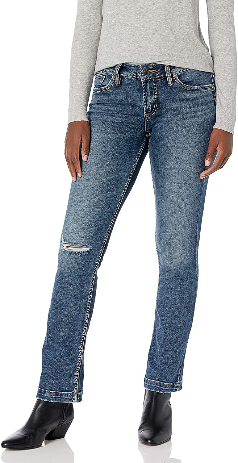 Silver Jeans Co Womens Plus Size Elyse Curvy Mid Rise Slim Fit Bootcut Jean 