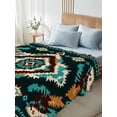 thumbnail image 4 of King Size Flat Sheet Only, Southwestern Green Soft Brushed Microfiber Bed Sheets, Boho Vintage Ethnic Geometric Hotel Quality Breathable Bedding Top Sheet, Easy Care, 105"x98", 4 of 9