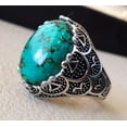 thumbnail image 4 of Tibetan Turquoise Ring, Silver Jewelry, 925 Silver Ring, Father's Day, AAA Natural Turquoise, December Birthstone Ring, Heavy Mens Ring, Spiritual Healing Gemstone, Christmas, Signet Mens Ring, 4 of 6