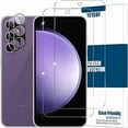 thumbnail image 1 of ccwonima Galaxy S23 FE HD Clear Tempered Glass Screen Protector + Camera Lens Protectors, [2+2 Pack] [3D Glass] [Fingerprint Support] Screen Protector Glass For Samsung Galaxy S23 FE, 1 of 1