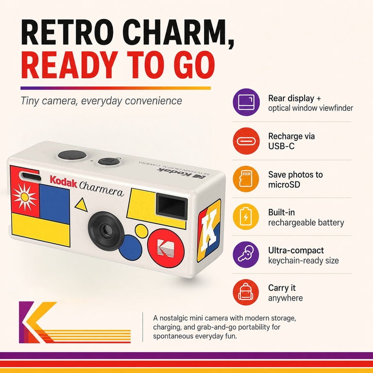 Kodak Charmera Key Chain Digital Camera Bundle with 32GB Memory