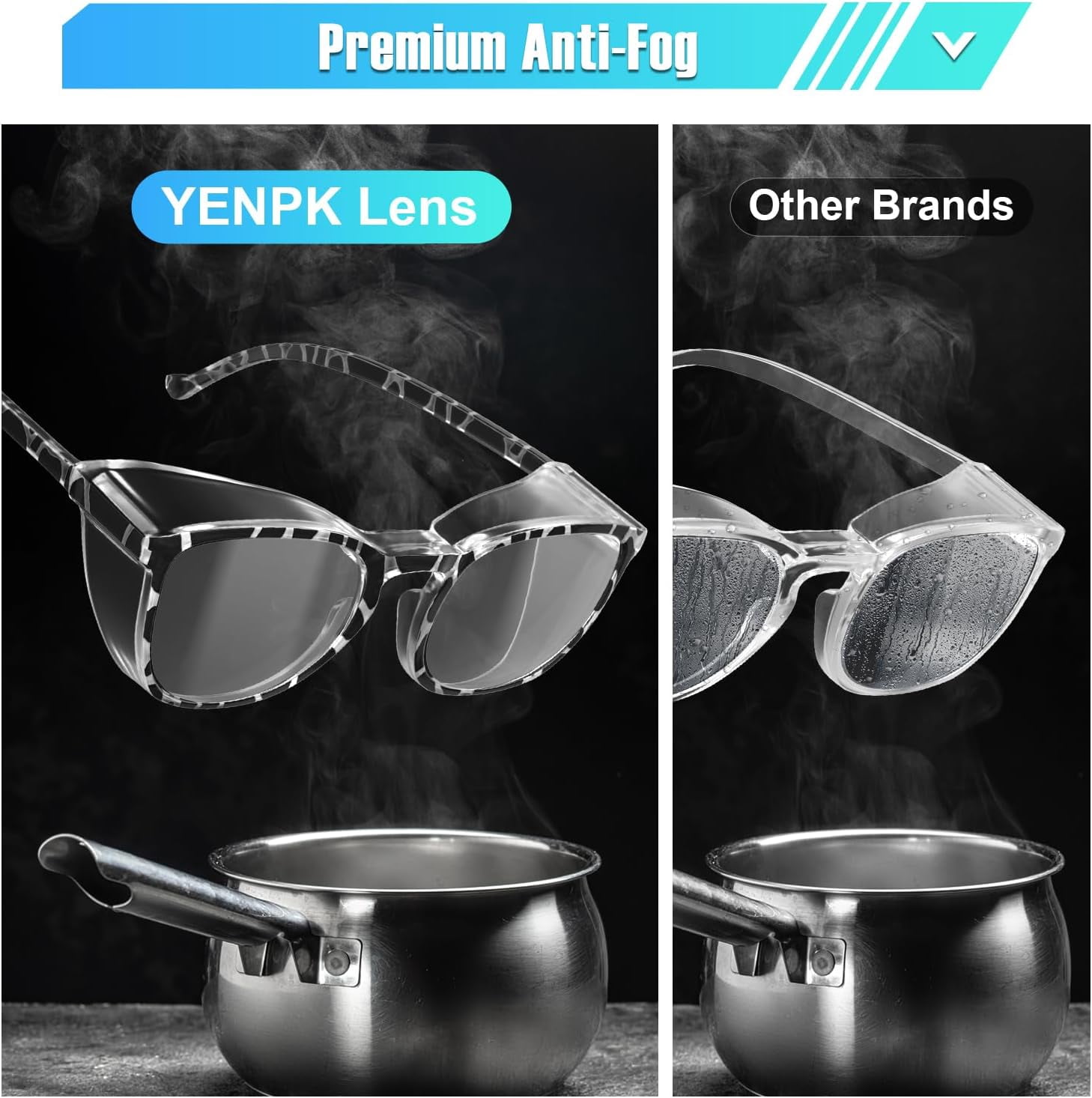AM 4 Pack Safety Glasses Goggles For Women Anti Fog, Cute Protective Eyewear for Nurses, ANSI Z87+ Anti-Blue Light