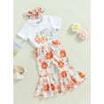 thumbnail image 2 of Inevnen Toddler Baby Girl 2nd 3rd 4th Birthday Outfit Two Groovy T-Shirt Tops Floral Flare Pants Summer Clothes Set, 2 of 8