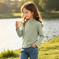 thumbnail image 5 of Spazoro Girls Mock Neck Pullover Top, Soft Loose Fit Mock Neck Long Sleeve 100% Cotton Solid Color Basic Layering Shirts for Daily Wear Mint Green Size 5-6, 5 of 9