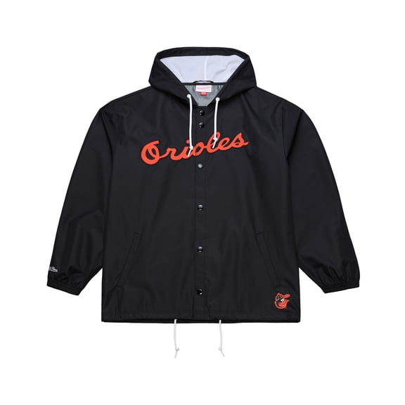 Men's Mitchell & Ness Black Baltimore Orioles Full-Snap Hooded Coaches Jacket
