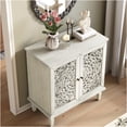 thumbnail image 3 of JERFIT Vintage Floral Display Cabinet with Adjustable Shelf, 2-Door Accent Sideboard with Solid Wood Legs for Living Room, Entryway, Hallway, Antique Grey White, 3 of 10