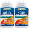 2 Pack Best Naturals Flush Free Niacin 500 mg 180 Capsules