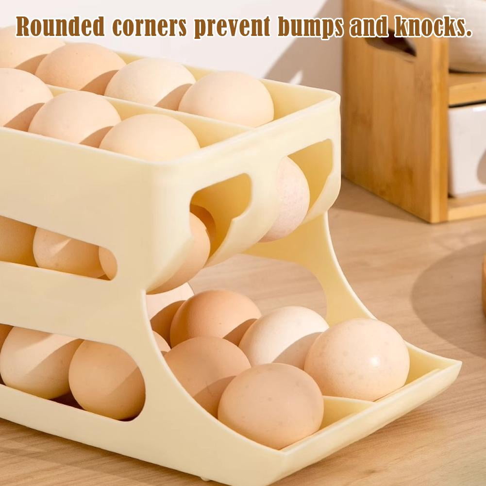 Egg Holder for Fridge, 3 Tiers Space-saving Egg Container, Automatic Rolling Eggs Dispenser for Refrigerator, Countertop, Kitchen, Space-Saving Dispenser Holder,Fridge Eggs Rack