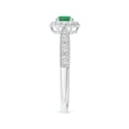 thumbnail image 3 of Angara Natural 0.24 Ct. Emerald with Diamond Halo Ring in Sterling Silver for Women (Ring Size: 7), 3 of 10