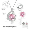 thumbnail image 4 of Juwaliy 13MM Mujeres Moon Star Necklace Corazón Piedra de Nacimiento de Octubre Dije de Plata Esterlina 925 Turmalina Rosa Joyería de Avión Regalo de Navidad Cumpleaños Día de San Valentín para, 4 of 10