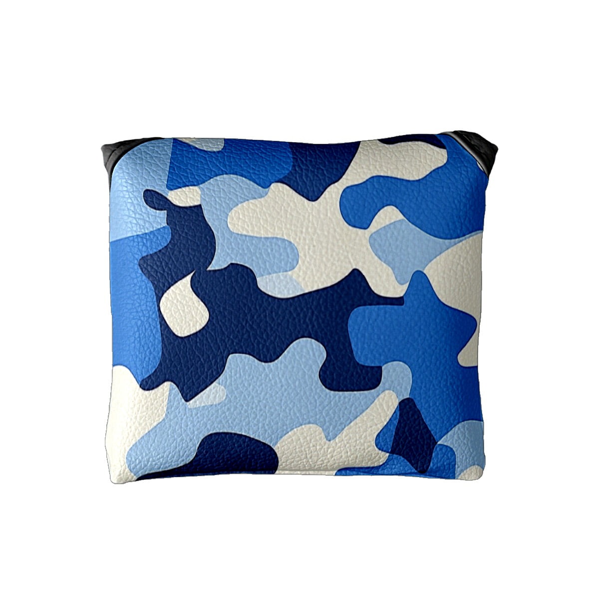 Golf Mallet Putter Cover Premium Leather Waterproof Golf Putter Head Cover with Magnetic Closure Blue White Camouflage Pattern